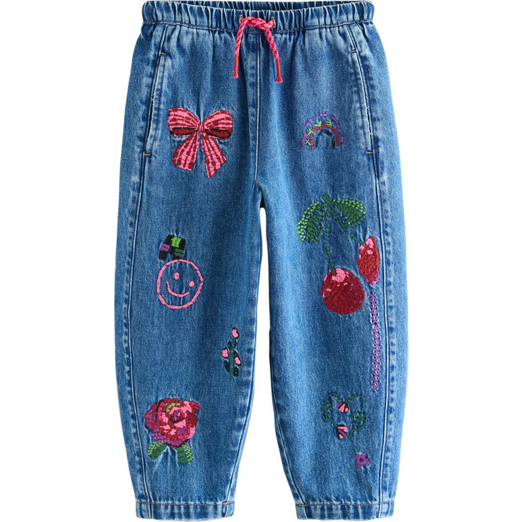 Next Kids' Doodles Embroidered Denim Jeans In Blue