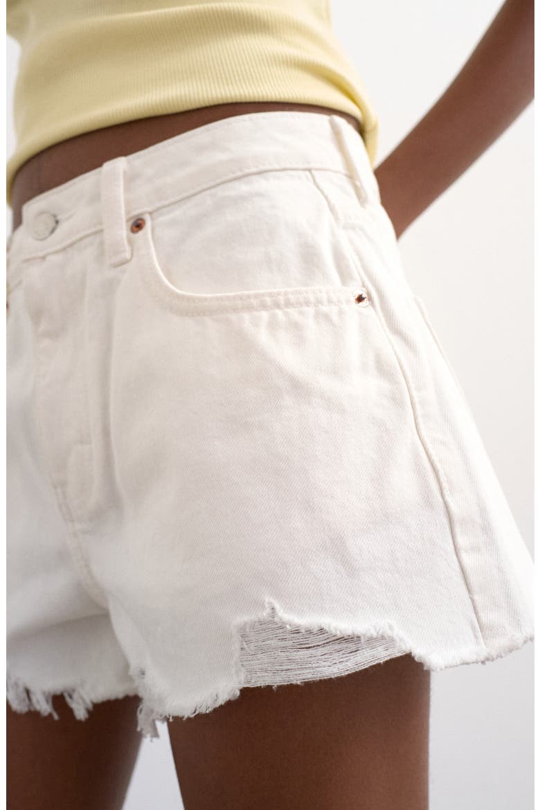 Distressed Denim Shorts, Alternate, color, CREAM