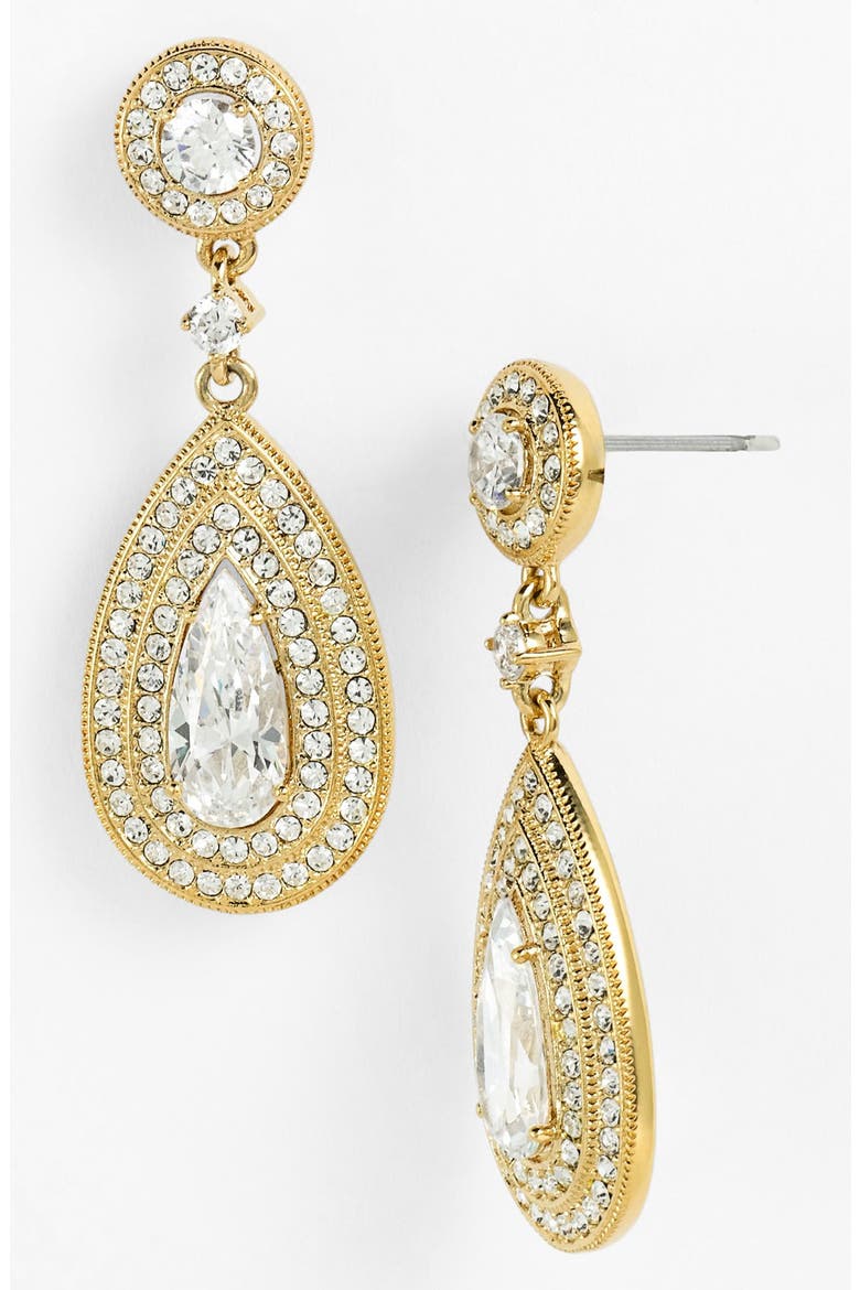 Pear Drop Earrings, Main, color, GOLD/ CLEAR