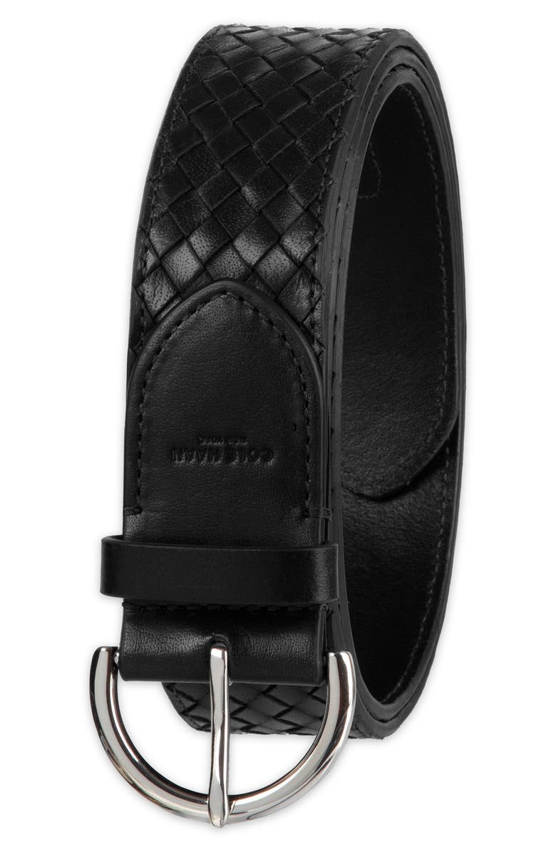 Cole Haan Woven Leather Belt, Alternate, color, Black