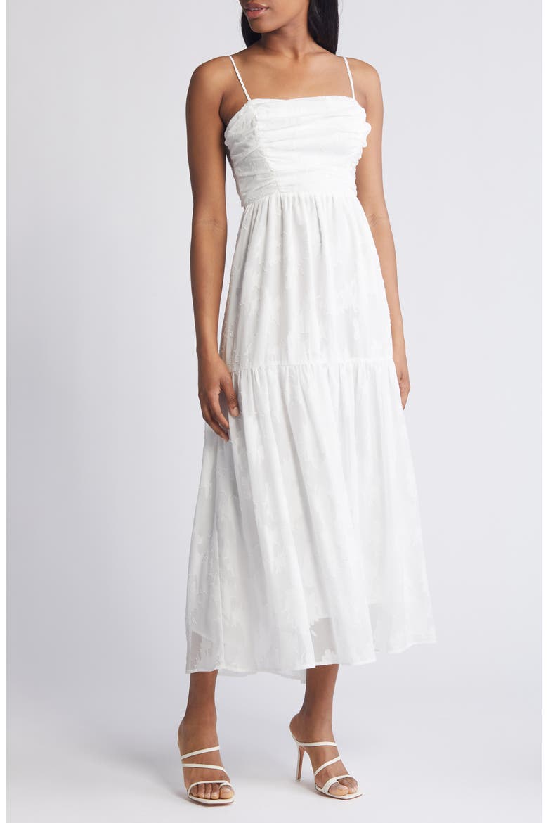 Jacquard Bow Back Cutout Maxi Dress, Main, color, WHITE