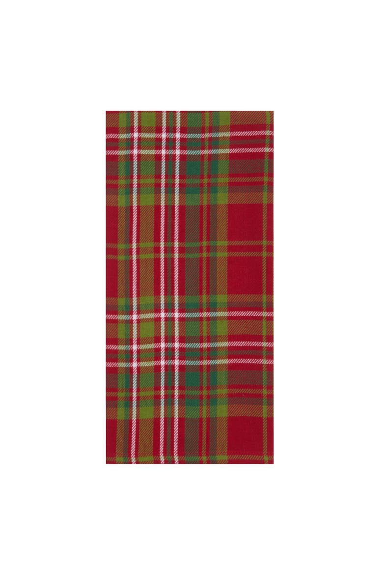 27' X 18" Jonah Plaid Woven Cotton Kitchen Dish Towel Red White and Green Plaid, Alternate, color, Red