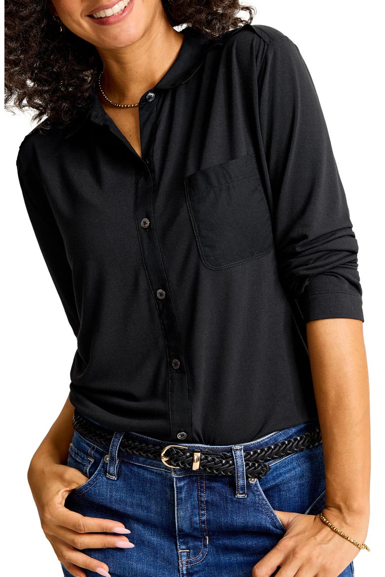 Button-Up Shirt, Main, color, BLACK