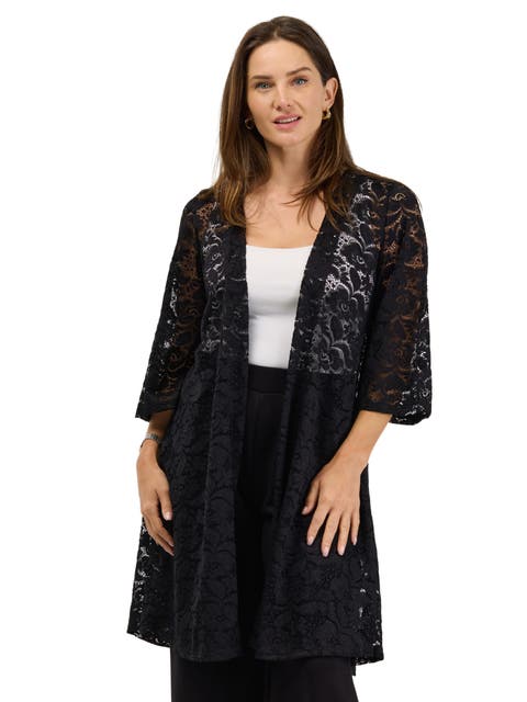 Elevate Womens Lace Open Front Three-quarter Sleeves Jacket