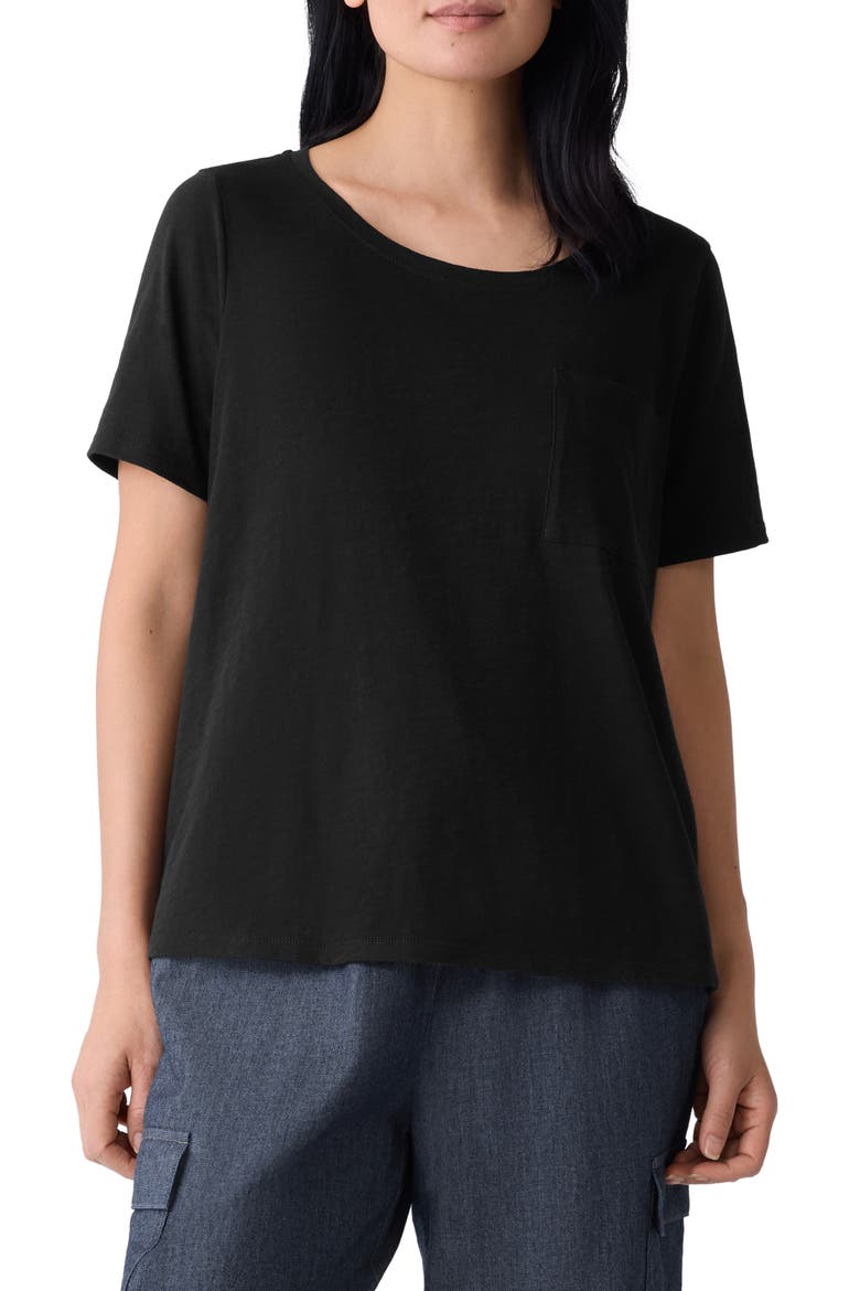 Crewneck Pocket Organic Cotton T-Shirt, Main, color, BLACK