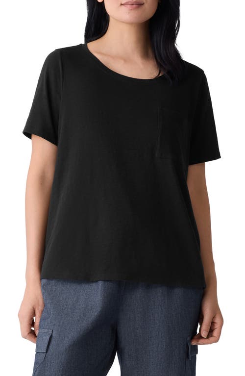 Eileen Fisher Crewneck Pocket Organic Cotton T-shirt In Black