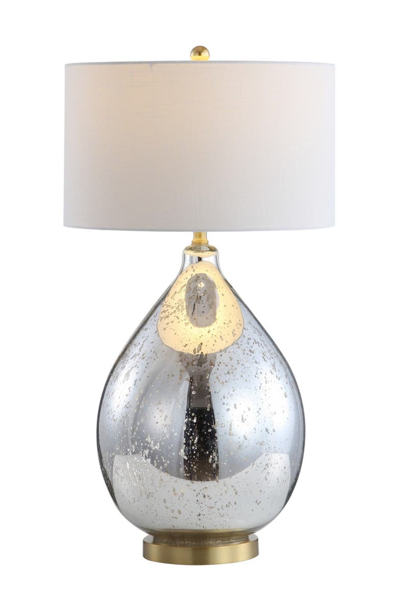 JONATHAN Y Sasha 30.75" Glass/Metal LED Table Lamp, Mercury Silver, Main, color, Mercury Silver