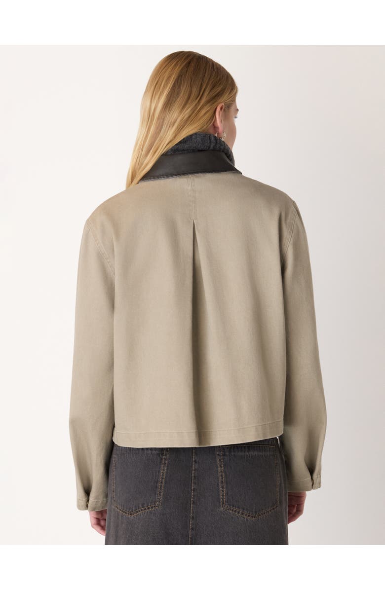 Whistles Casual Contrast Collar Jacket, Alternate, color, Taupe