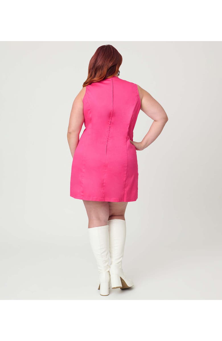 Smak Parlour Plus Size 1960s Sleeveless Mod Shift Dress, Alternate, color, Hot Pink W/Rainbow