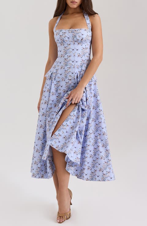 Claudia Floral Halter Midi Dress