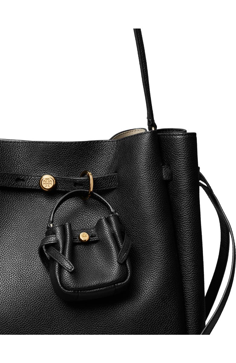 Tory Burch Romy Bucket Bag Charm, Alternate, color, Black