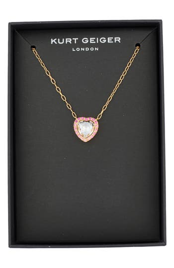 Kurt Geiger London Pavé Crystal Heart Pendant Necklace In Multi