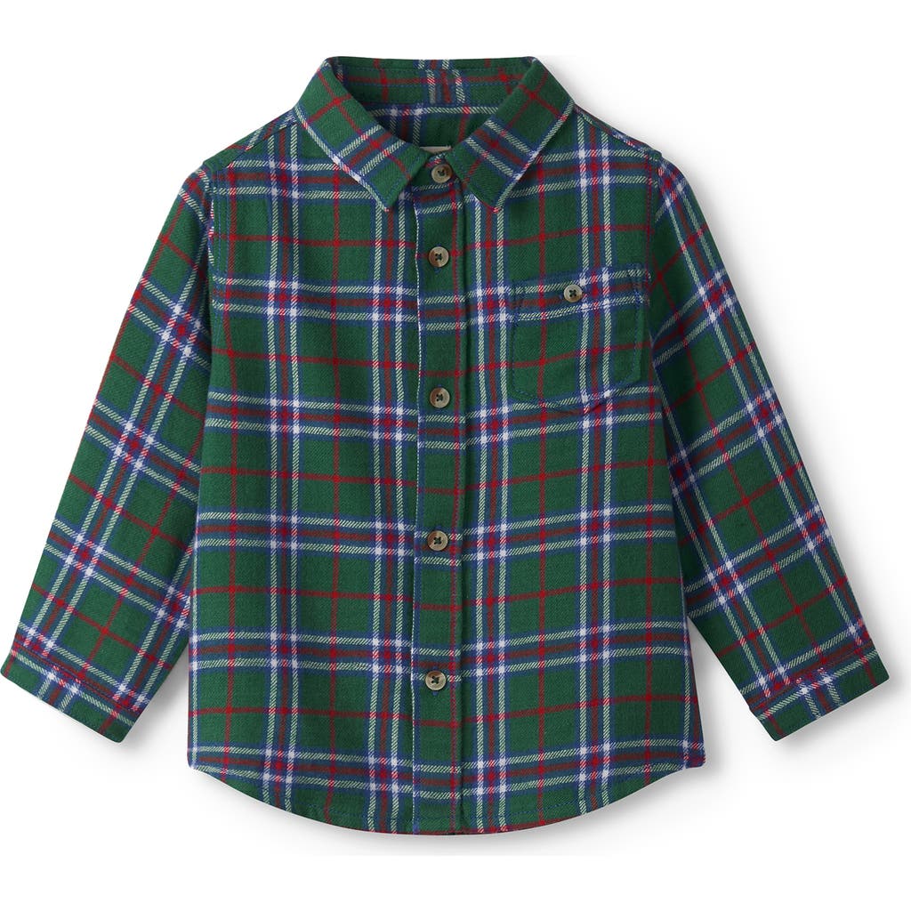Hatley Holiday Plaid Cotton Flannel Button-down Shirt In Green