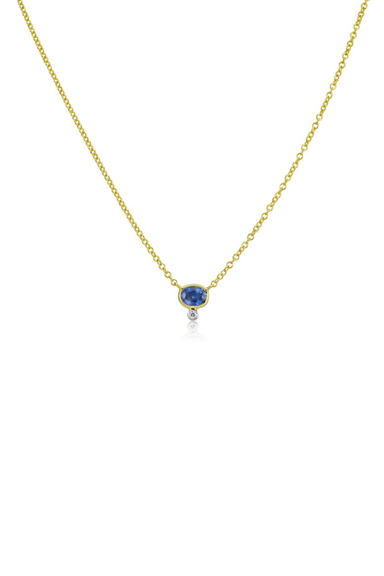 Sapphire & Diamond Pendant Necklace, Main, color, GOLD/ BLUE