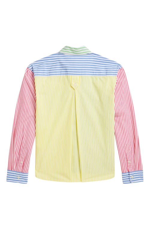 Ralph Lauren Kids' '50s Stripe Colorblock Cotton Button-up Shirt In Multi