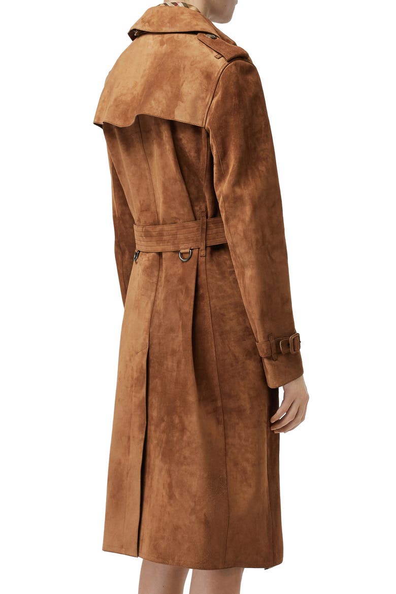 Haddington Suede Trench Coat, Alternate, color, SEPIA BROWN