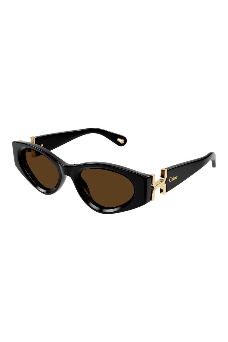 52mm Cat Eye Sunglasses, Alternate, color, BLACK