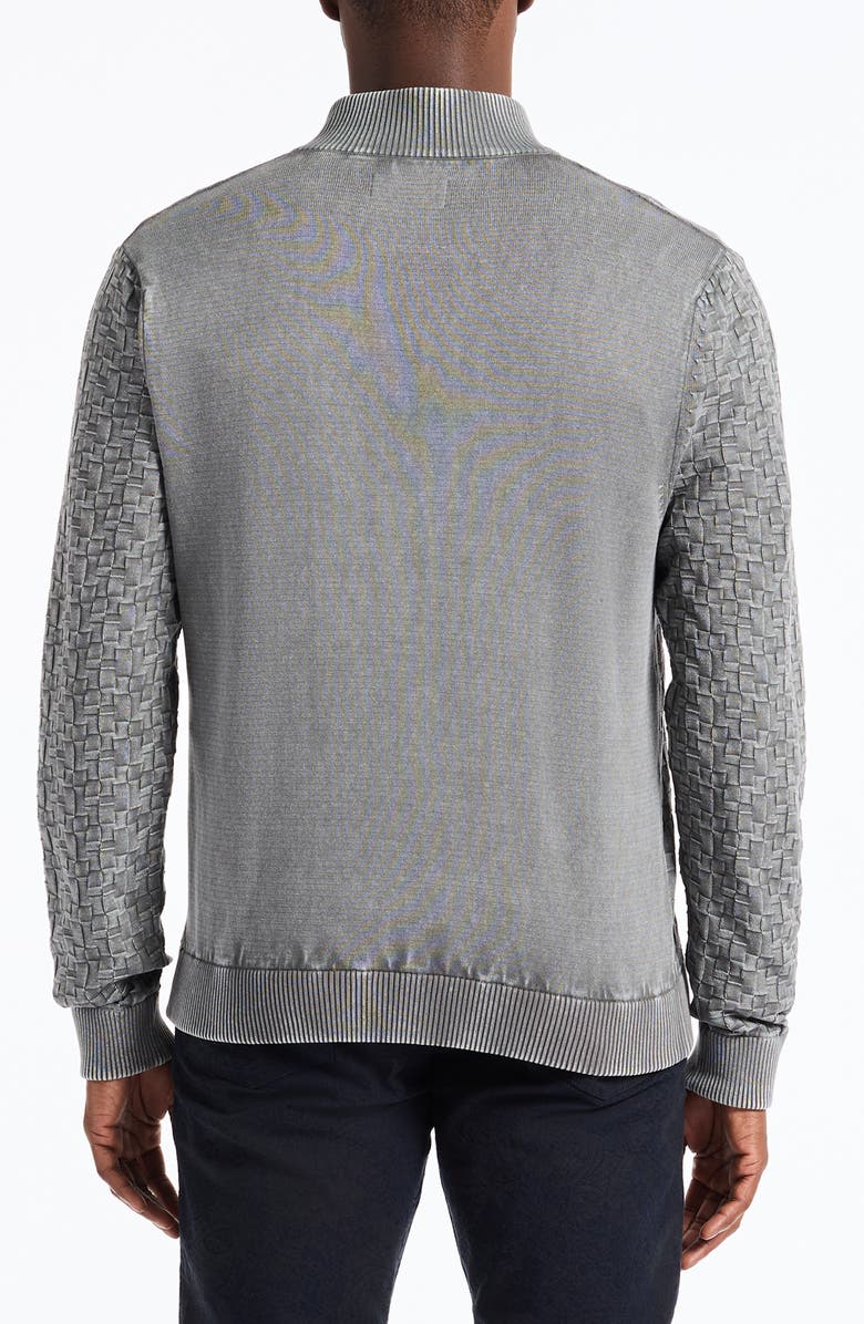Robert Graham Aubin Basketweave Quarter Zip Sweater, Alternate, color, Grey