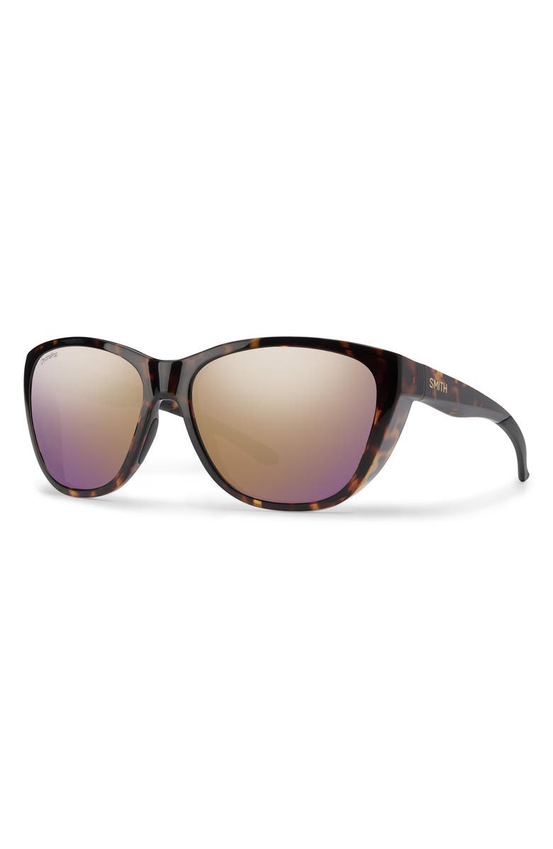 Smith Shoal 58mm ChromaPop Polarized Wraparound Sunglasses, Alternate, color, Tortoise / Rose Gold