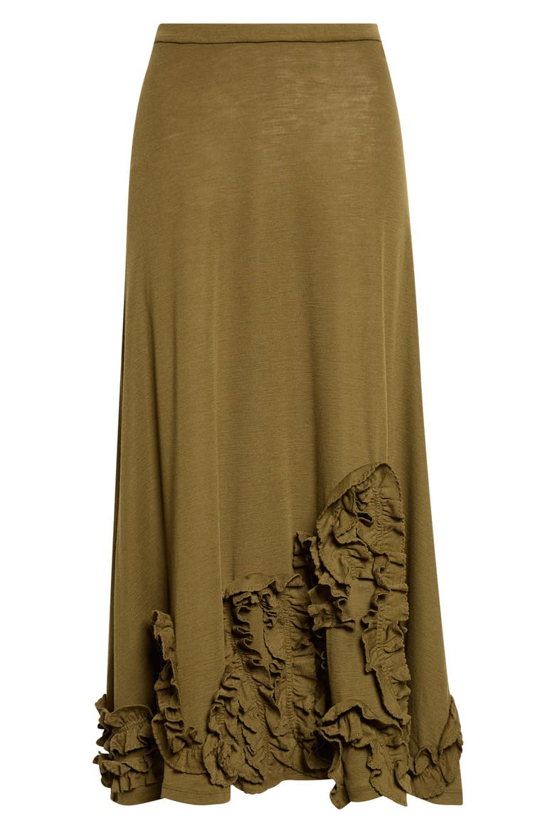 Heloise Ruffle Wool Midi Skirt, Main, color, LODEN