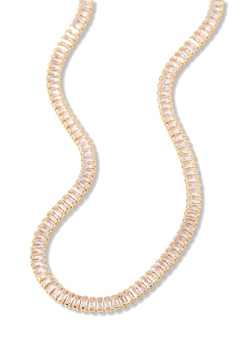 Priya Cubic Zirconia Tennis Necklace, Alternate, color, GOLD