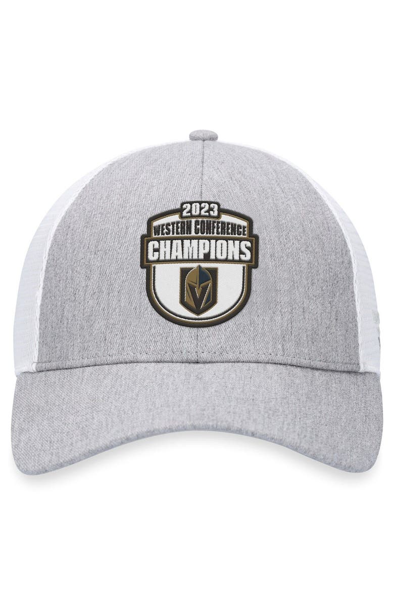 FANATICS Men's Fanatics Branded  Gray/White Vegas Golden Knights 2023 Western Conference Champions Locker Room Trucker Adjustable Hat, Alternate, color, 