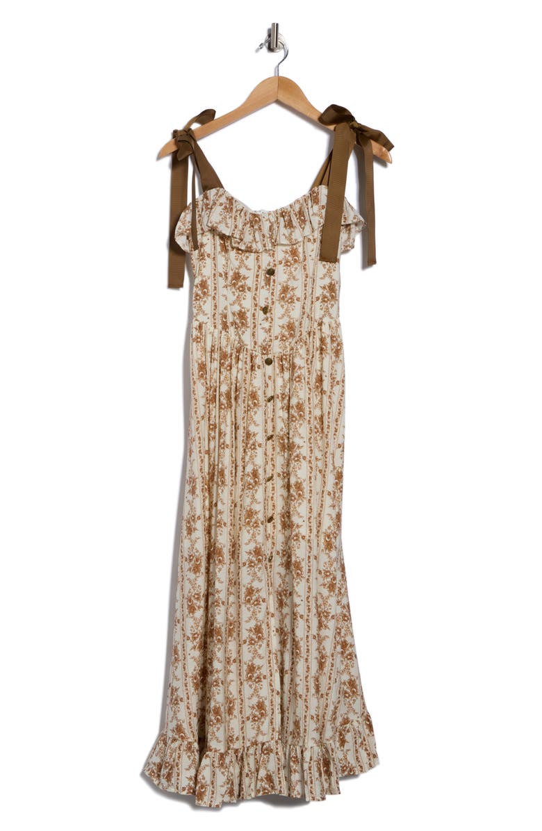 Tie Strap Ruffle Midi Dress