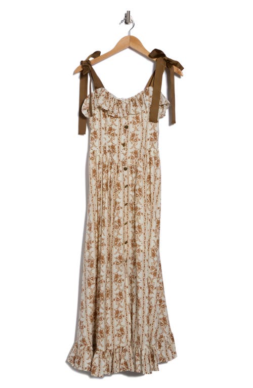 Blu Pepper Tie Strap Ruffle Midi Dress In Multi