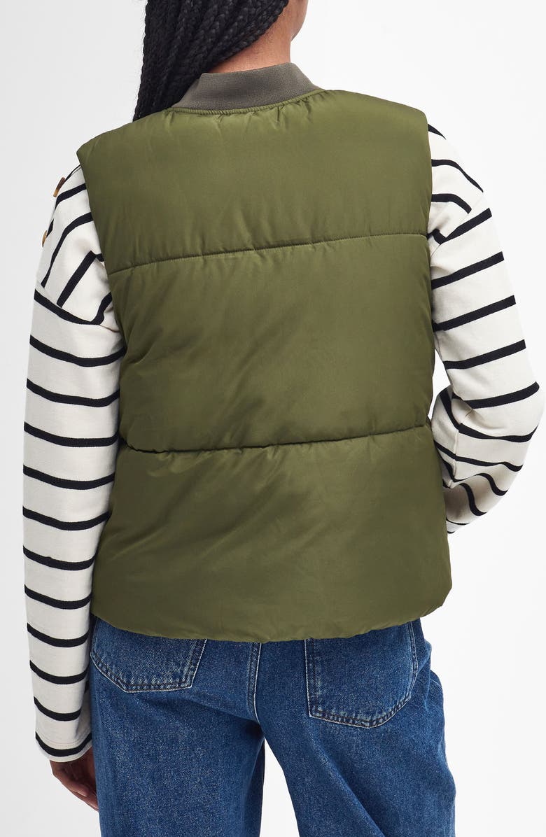 Barbour Fay Puffer Vest, Alternate, color, Dark Moss/ Sand/ Pink
