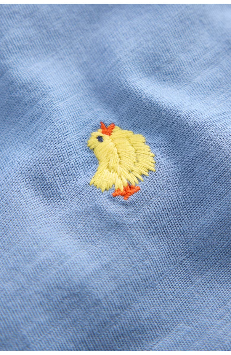 Mini Boden Kids' Embroidered Short Sleeve Top, Alternate, color, Blue Chicks