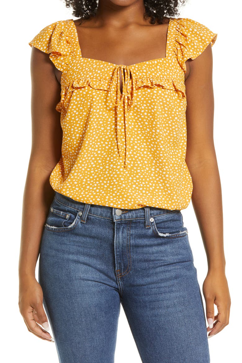 Ruffle Top, Main, color, MARIGOLD DOT PRT