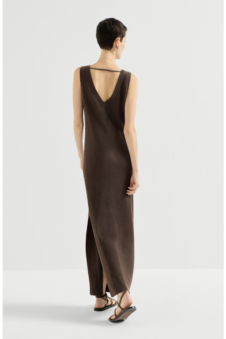 Rib knit dress, Alternate, color, Brown