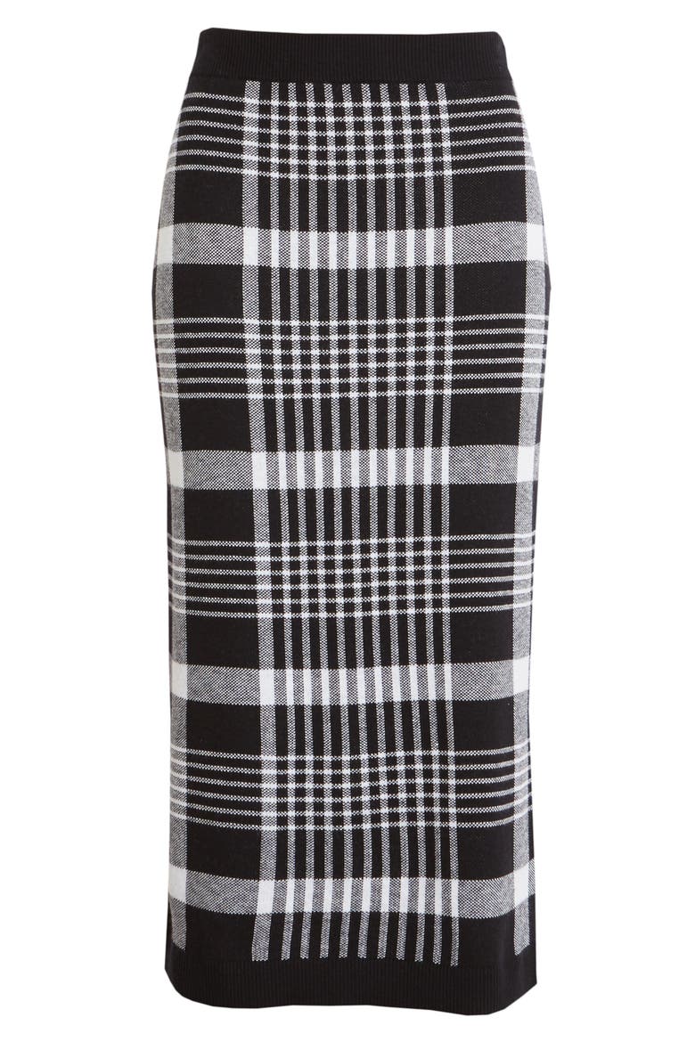 Midi Sweater Skirt, Main, color, BLACK- WHITE PLAID