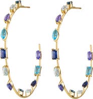 EDEN PRESLEY Large Goddess Blue Sapphire Hoop Earrings