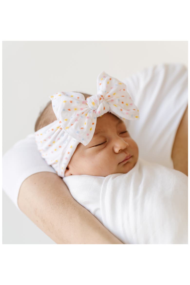 Print Shabby Knot Headband, Alternate, color, WHITE DOT