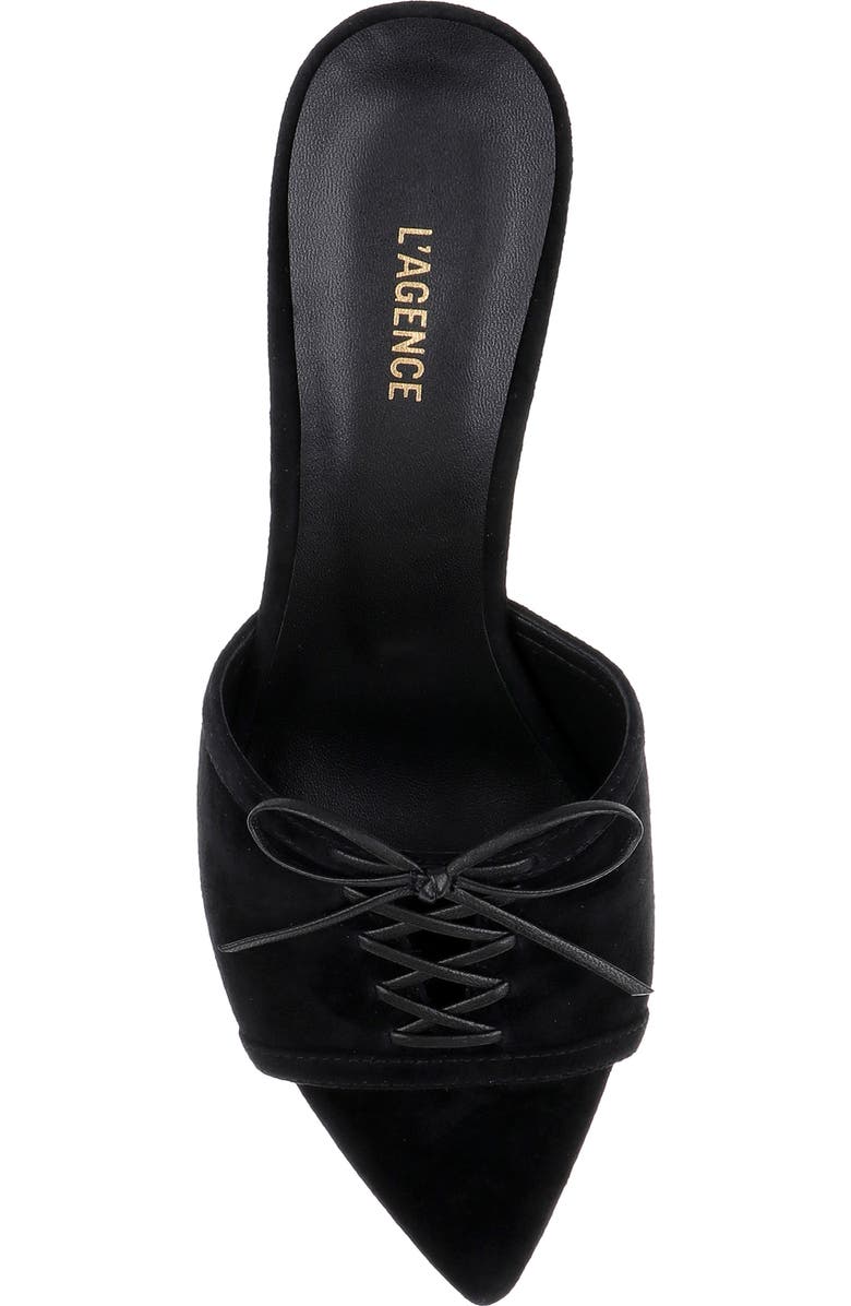 L'AGENCE Thames II Lace Up Pointed Toe Leather Mule, Alternate, color, Black Suede