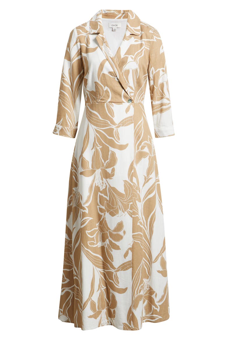 Floral Faux Wrap Maxi Dress, Alternate, color, NOMAD
