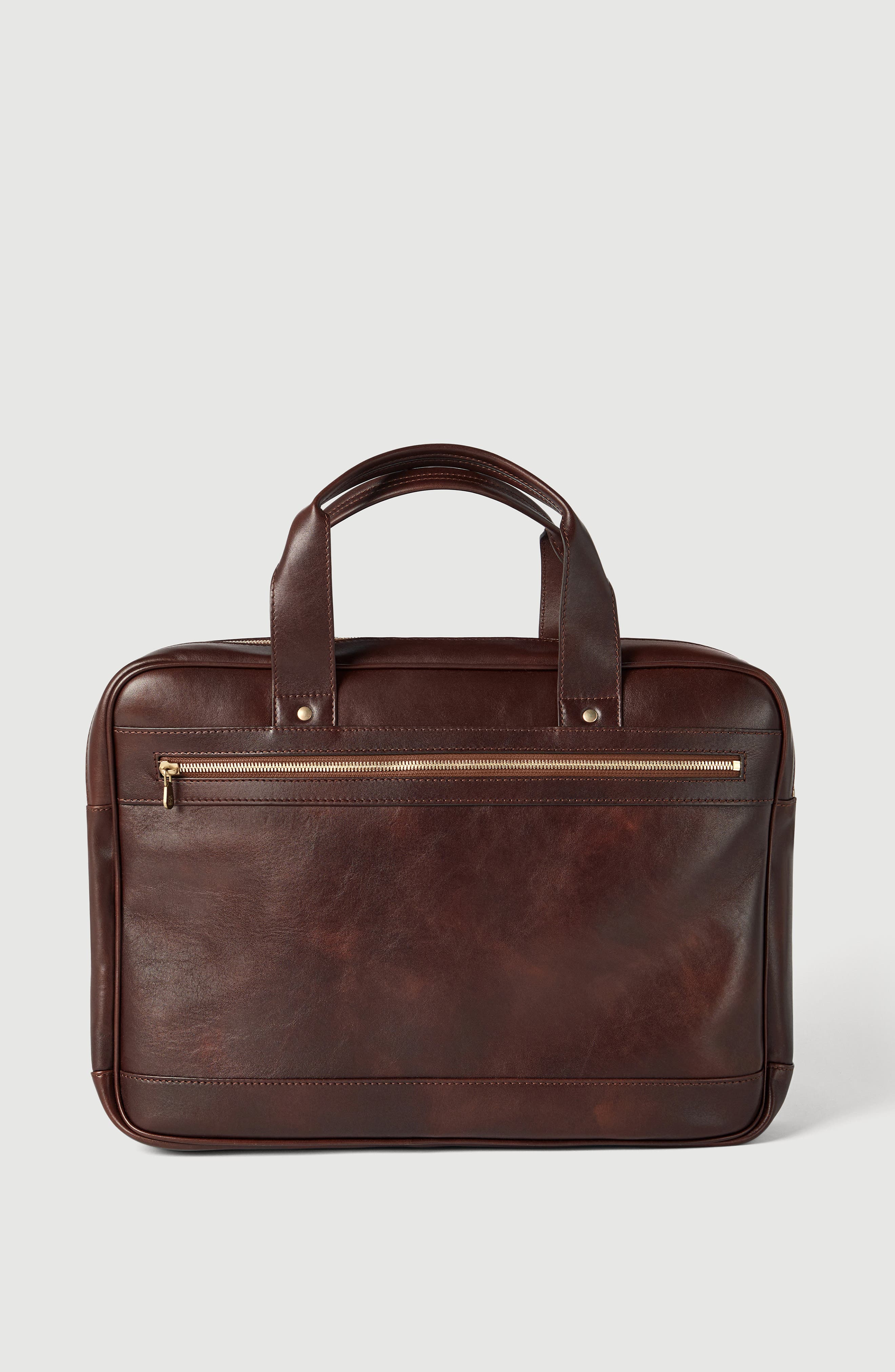 Calfskin briefcase with zipper, Alternate, color, Burgundy