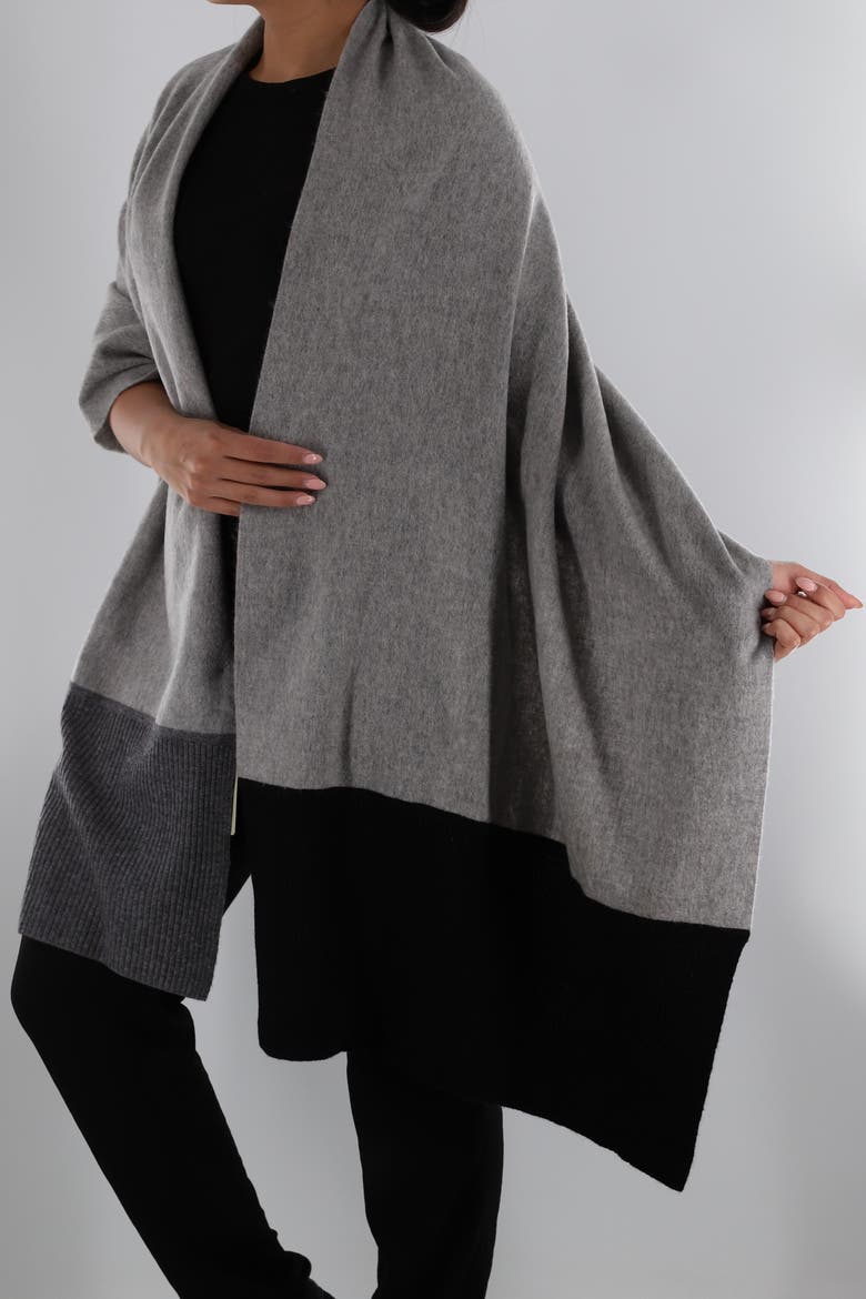 Ombre Scarf with Frayed Border, Alternate, color, Grey/Black