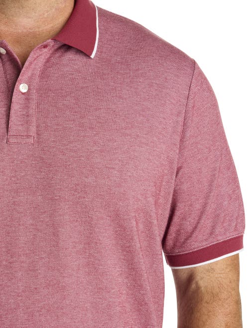 Harbor Bay By Dxl Big & Tall Oxford Tipped Polo Shirt In Pink