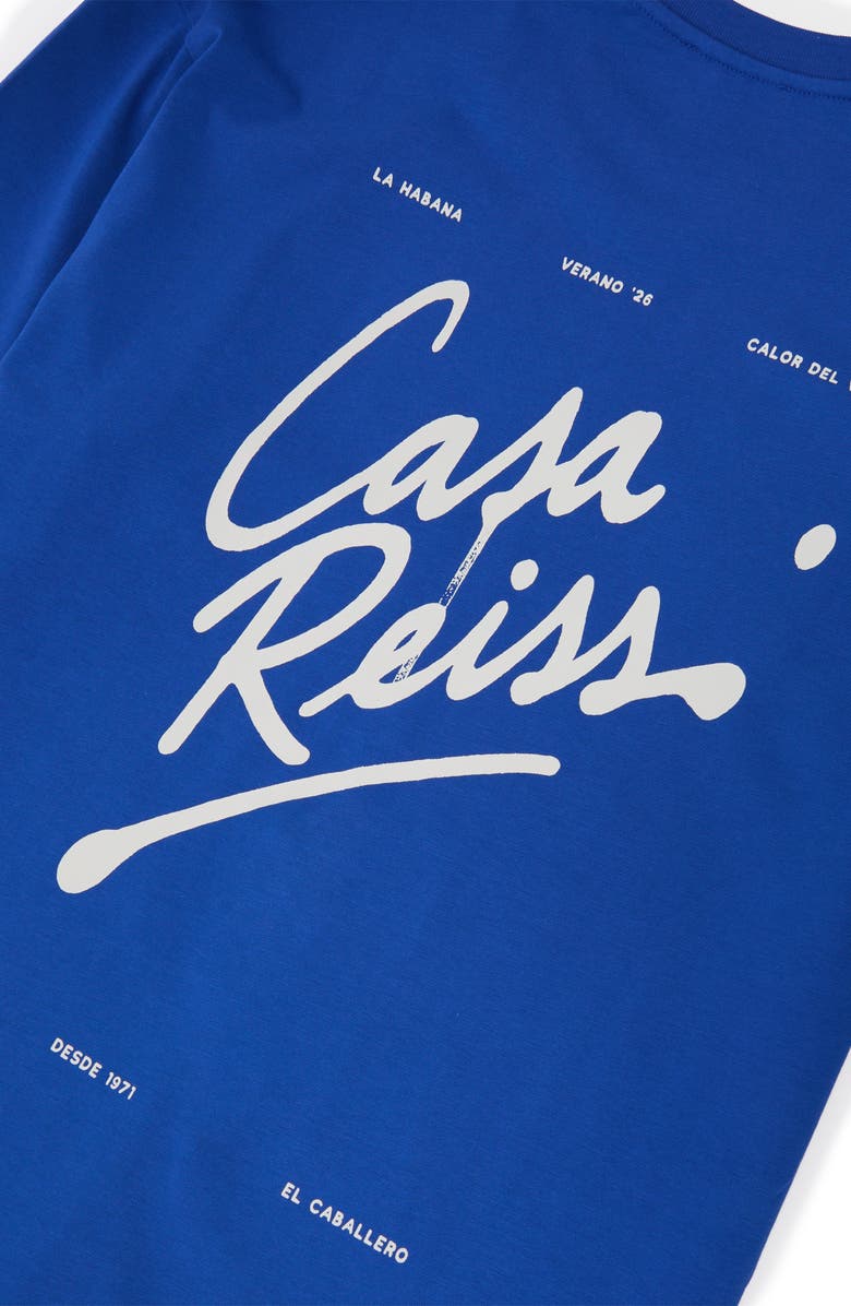 Reiss Palma Long Sleeve Graphic Tee, Alternate, color, Bright Blue