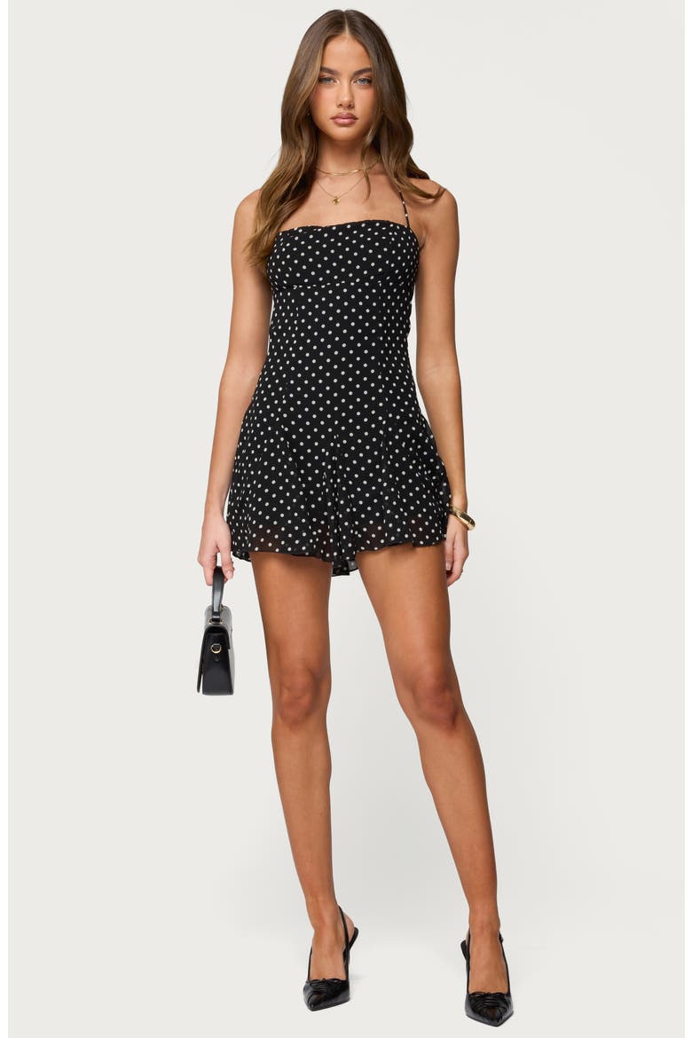 Ariah Dot Halter Minidress, Alternate, color, BLACK-AND-WHITE