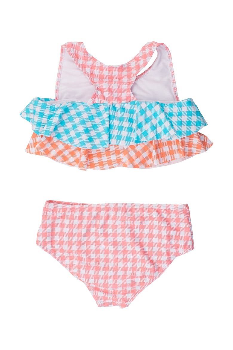 Girls Flounce Bikini, Alternate, color, Seaside Gingham Color Block