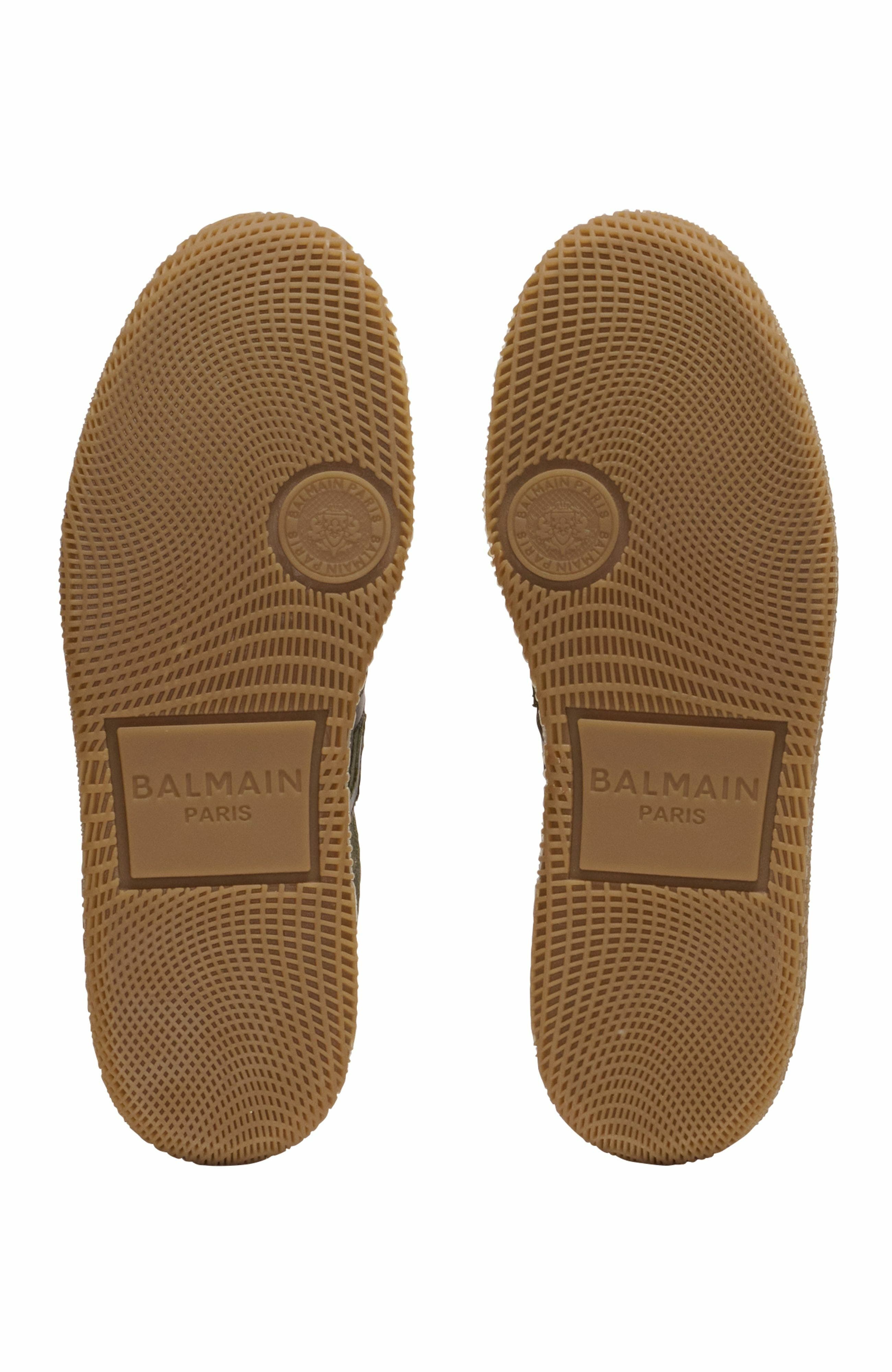 Balmain Swan Trainers In Leather And Canvas, Alternate, color, 