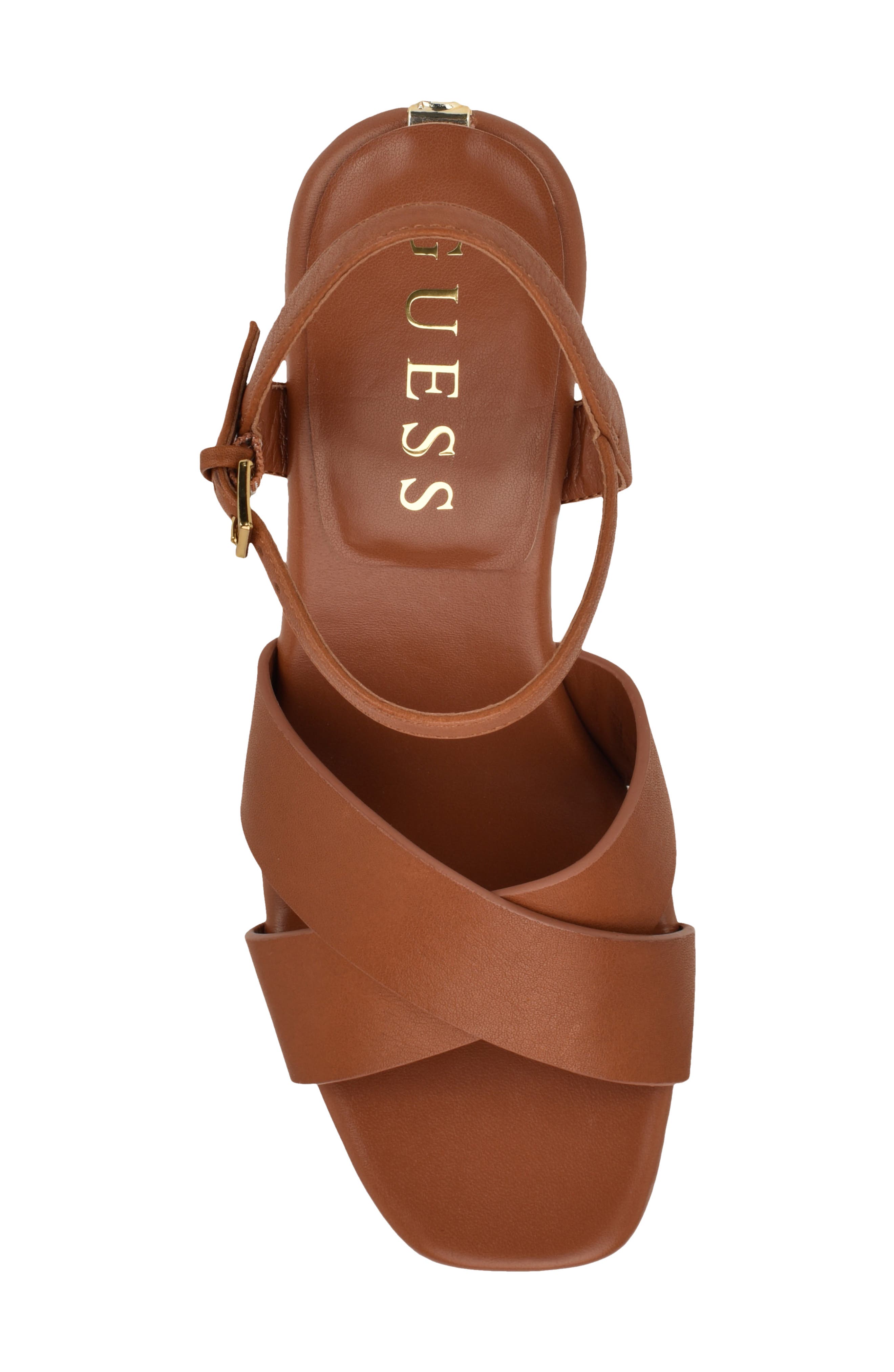 GUESS Qeelin Ankle Strap Platform Sandal, Alternate, color, Dark Natural