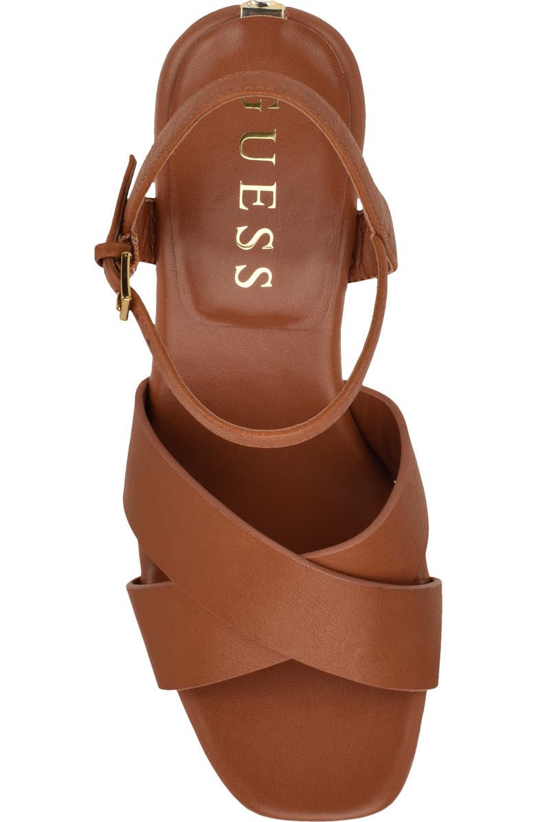 GUESS Qeelin Ankle Strap Platform Sandal, Alternate, color, Dark Natural