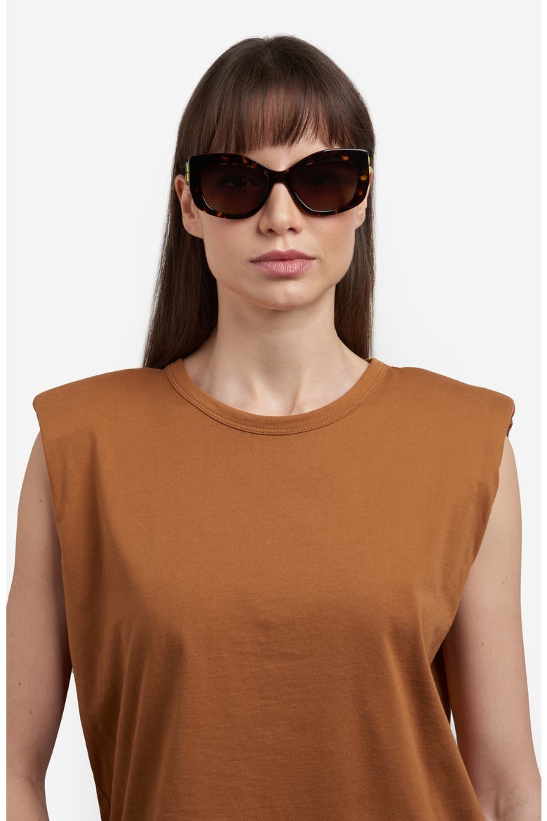 54mm frida square frame sunglasses, Alternate, color, HAVANA