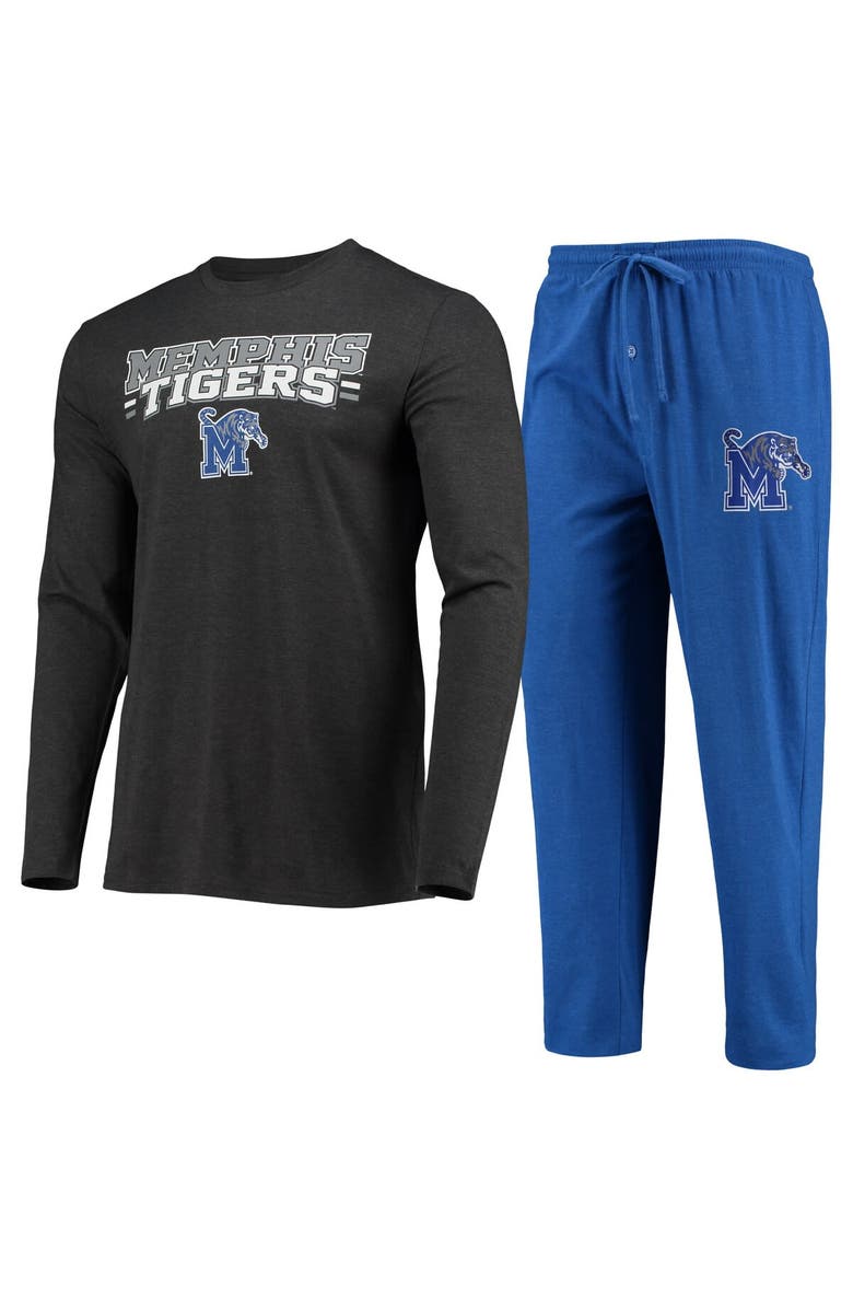CONCEPTS SPORT Men's Concepts Sport Royal/Heathered Charcoal Memphis Tigers Meter Long Sleeve T-Shirt & Pants Sleep Set, Alternate, color, Royal