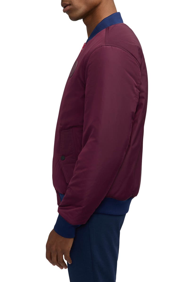 Scotch & Soda Evlon Reversible Faux Shearling Bomber Jacket, Alternate, color, Dark Grape