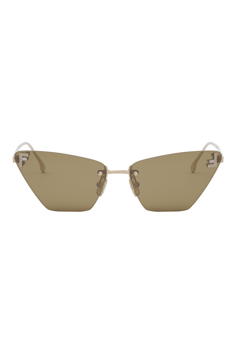 First Crystal 57mm Cat Eye Sunglasses, Main, color, SRGLD/BRN